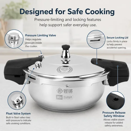 Vista 5 de Olla a presión de la estufa 28CM 80KPA olla de cocina de acero inoxidable Olla a presión de acero inoxidable 304 con presión de 80KPA para cocción