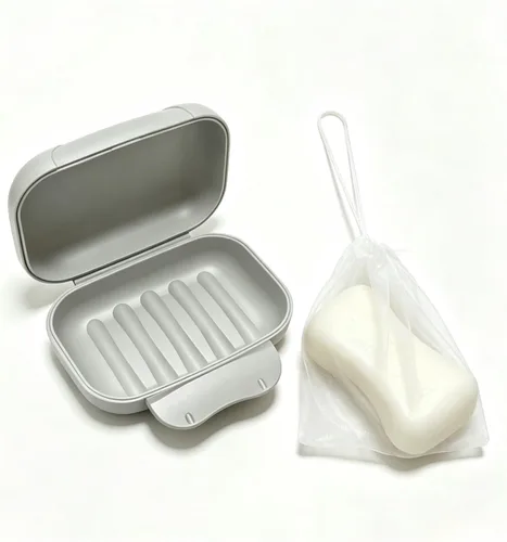 Vista 9 de Contenedor para jabón, estuche portátil para guardar jabón en barra para baño y cocina (negro)