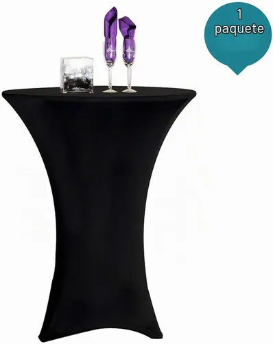 Vista 2 de RELIANCER 1 paquete de fundas para mesa de cóctel, mantel de elastano ajustado de 30"x42", mantel redondo elástico para mesas altas, fundas de mesa