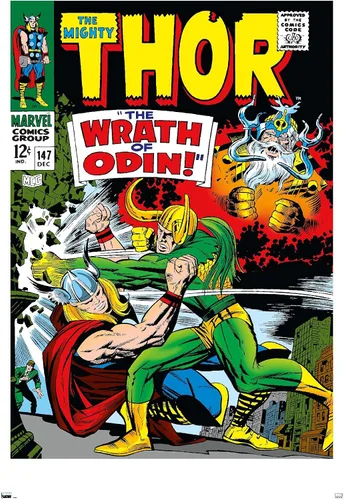 Vista 12 de Trends International Marvel Comics Loki - Póster de pared Thor #147, 22.4 pulgadas de largo x 14.7 pulgadas, versión enmarcada en madera de granero