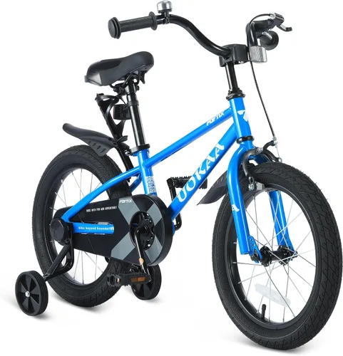 Vista 7 de Bicicleta para niños de 14 16 pulgadas para niños y niñas de 3 a 7 años, bicicleta para niños con ruedas de entrenamiento, freno de mano y pie