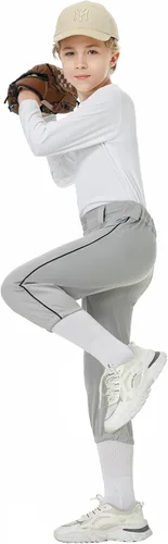 Vista 6 de QBK Pantalones de béisbol con ribete lateral para niños pequeños 2T/3T/4T/5T/6T/7T Negro