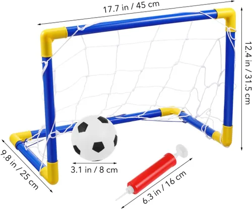 Vista 4 de Kisangel - Mini portería de fútbol plegable para niños, juguete deportivo de interior, red de fútbol para entrenamiento en el patio trasero, juego