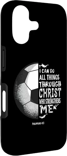 Vista 3 de Funda para iPhone 17 con versículo bíblico de fútbol Christian Sayings Philippians 4:13