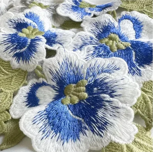 Vista 6 de 1 par de parches de peonía azul, apliques de flores para ropa de bricolaje, jeans Parches florales suaves para accesorios de ropa, decoración