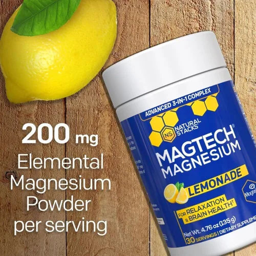Vista 7 de Magtech - Paquete de cápsulas de magnesio y limonada - 3 formas de magnesio - Apoya la relajación y la salud cerebral* - 60 porciones totales