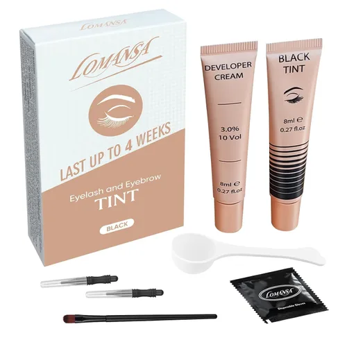 Vista 11 de Kit de color de pestañas Lomansa Instant Black 8ml, fácil de usar con resultados naturales para salón de belleza principiante