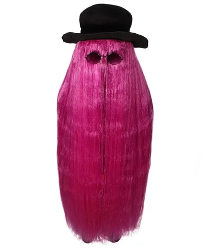Vista 5 de HPO Peluca unisex de Playboy para adultos, color rosa, perfecta para Halloween