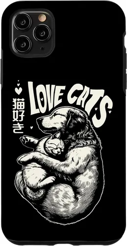 Vista 13 de Golden Retriever Dog Loves Cats Cuddle Art Case for iPhone 16