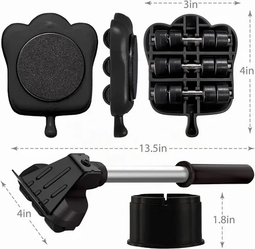 Vista 4 de Elevador de muebles resistente con 4 deslizadores para un movimiento fácil y seguro, rodillo para electrodomésticos adecuado para sofás, sofás cama
