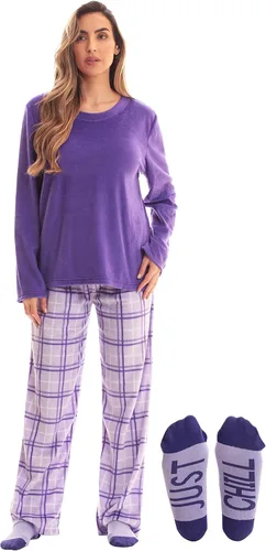Vista 10 de Just Love Microfleece Womens Pajama Pants Set with Socks buffalo plaid rojo negro