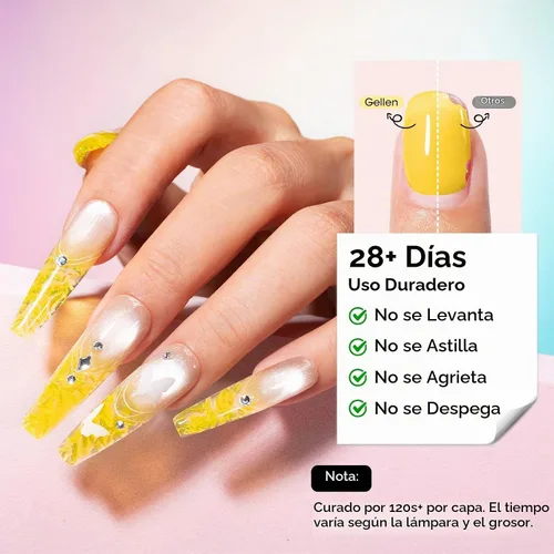 Vista 6 de GELLEN Gel constructor para uñas - Gel duro 10 en 1 para esculpir la Azul Amarillo Rojo Verde