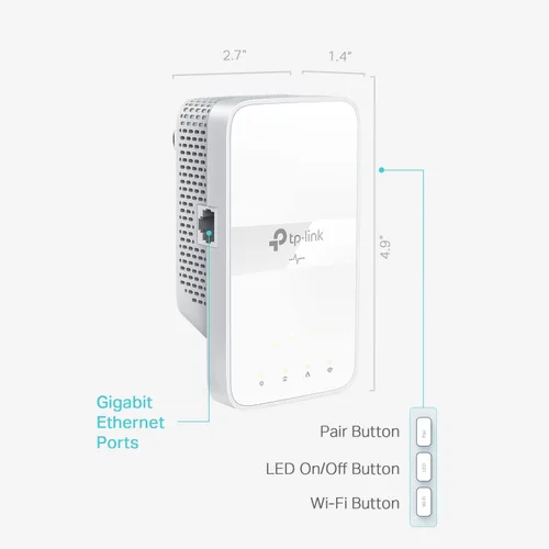 Vista 2 de TP-Link Extensor WiFi Powerline TL-WPA7617 - Extensor de Red Powerline de Banda Dual AC1200, Puerto Gigabit, Pase-A-Través, OneMesh, Ethernet Sobre
