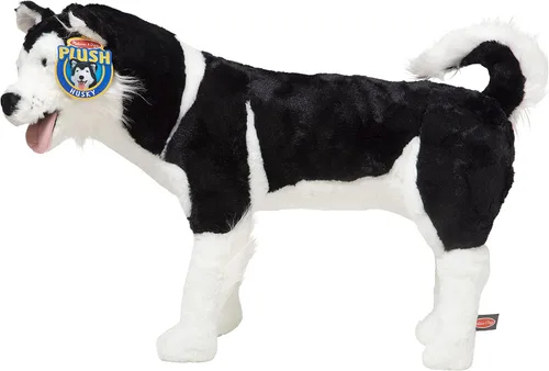 Vista 6 de Perro de peluche realista Melissa & Doug, raza husky siberiano gigante (más de 2 pies de altura)