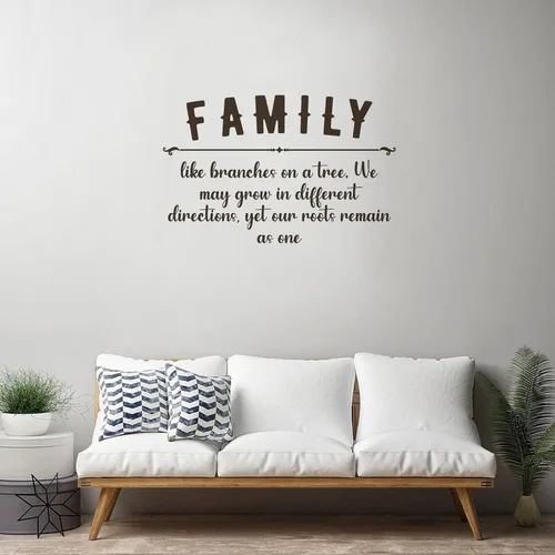 Vista 3 de Adhesivo decorativo para dormitorio, diseño de ramas familiares en un árbol, calcomanía de vinilo para pared del hogar, decoración de pared