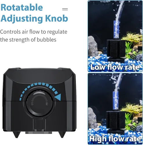 Vista 3 de Uniclife - Bomba de aire ajustable para acuario, 4 LPM y 2 salidas de oxígeno con accesorios, tanque de peces de 100 galones