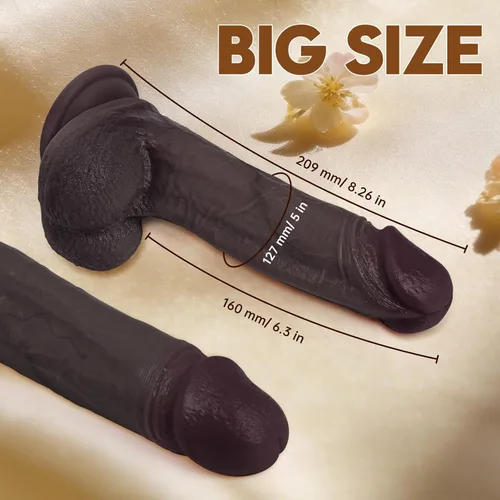 Vista 4 de Consolador realista – Consolador de silicona líquida de 6 pulgadas con fuerte ventosa, juguete sexual negro de doble densidad con textura venosa