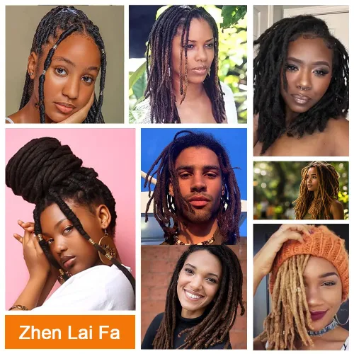 Vista 7 de Extensiones de Rastas de Cabello Humano 0.4cm de Grosor 4 Pulgadas 20 Hebras 100% Cabello Humano Real para Hombres/Mujeres/Niños Completamente
