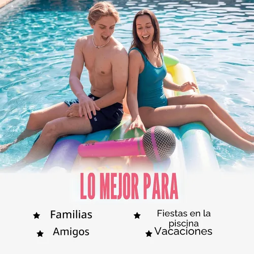 Vista 5 de Agarra el micrófono junto a la piscina - Juego de karaoke impermeable para Canta con el micrófono inflable, tarjetas impermeables, 2-10 jugadores, a