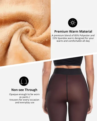 Vista 44 de NORMOV - Leggings con forro de vellón cálido para mujer, de invierno, mallas gruesas, de terciopelo, térmicas