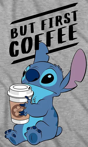 Vista 3 de Disney Lilo and Stitch Coffee First - Camiseta para adulto, Café