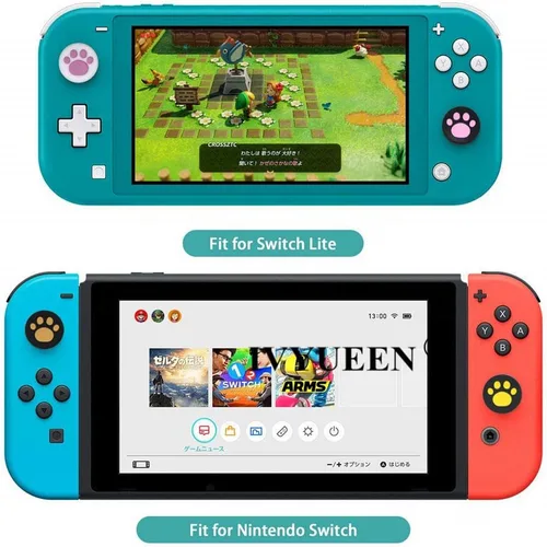 Vista 4 de Juego de 4 tapas de silicona para Nintendo Switch NS Nitendo Switch Lite NS JoyCon (2 rojos, 2 azules)