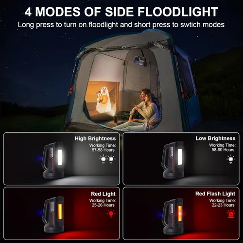 Vista 3 de Linterna LED recargable, linterna de camping portátil de 4800 mAh, 7 modos de luz e impermeable, proyector de mano súper brillante para emergencias