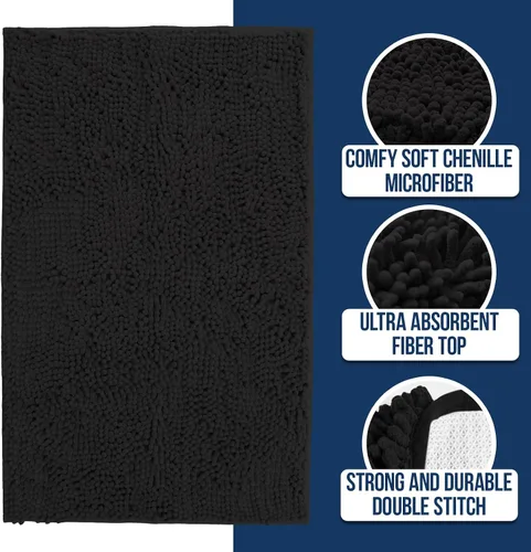 Vista 2 de Muddy Mat Alfombras de Baño de Chenilla de Microfibra de Secado Rápido Antideslizantes Lavables, Extra Gruesas, Suaves y Altamente Absorbentes