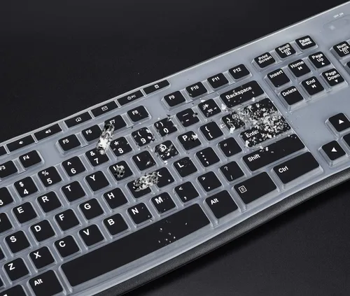 Vista 4 de Cubierta de teclado para teclado Logitech MK370 MK295 MK270 K270, protector de piel para teclado Logitech MK370 MK270 K270 - Negro