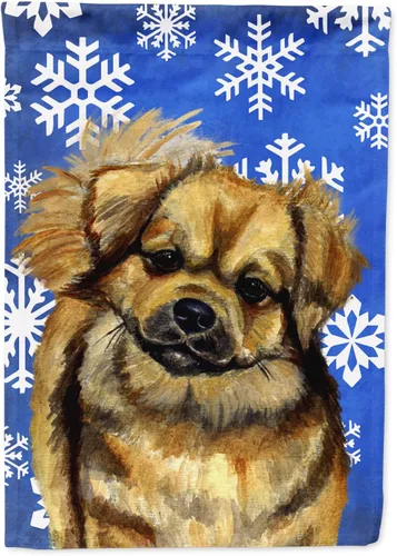 Vista 149 de Caroline's Treasures SC9374GF Bulldog English Snow flakes Holiday Garden Flag Buzón Bandera decorativa para patio exterior, patio, obras de arte