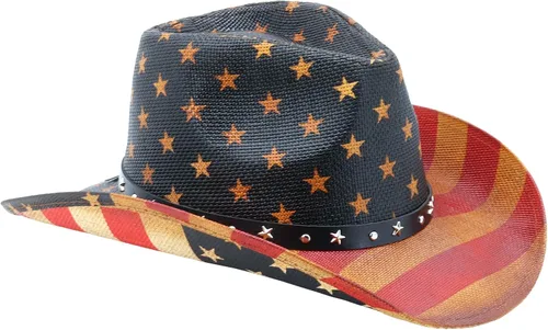 Vista 3 de Retro Rodeo Wild Cowboy Hat - Sombrero de vaquero unisex del oeste para hombre y mujer