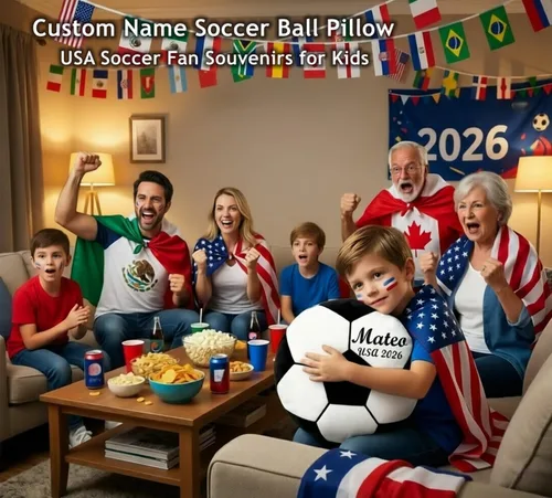 Vista 2 de Almohada de pelota de fútbol personalizada con número de nombre, regalo deportivo personalizado para niños y niñas, cojín de fútbol de felpa