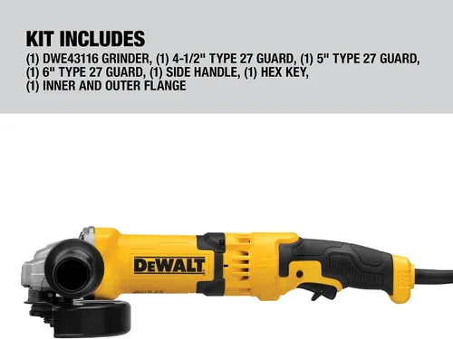 Vista 6 de DEWALT herramienta de pulido angular, 4-1/2 pulgadas a 5 pulgadas, interruptor de gatillo (DWE43116)