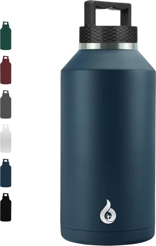 Vista 53 de BJPKPK Botella de agua aislada de un galón (128 onzas), de acero inoxidable, apta para lavavajillas, jarra sin BPA con mango ergonómico y parte