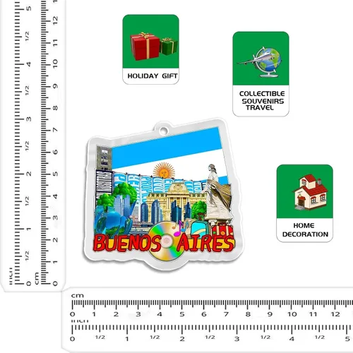 Vista 4 de Argentina Buenos Aires - Adorno navideño de acrílico transparente de doble cara para decoración de árbol, colgante de recuerdo de viaje, colección