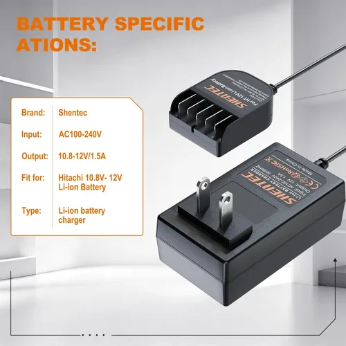 Vista 4 de Shentec 10.8V-12V Li-ion Carga de batería compatible con Hitachi BCL1015