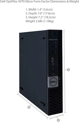 Vista 7 de Dell Computadora de escritorio Optiplex 5070 Micro MFF, Intel Core i5-9500T, 16 GB DDR4 RAM, 256 GB M.2 NVMe SSD, WiFi, BT, HDMI, cable teclado