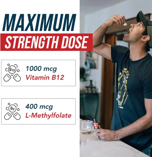 Vista 6 de BioActive Vitamina B12 1000 mcg Contiene 3 formas bioactivas B12 Plus metilfolato Cofactor - Metilo B12, adenosilo B12 e hidroxi B12