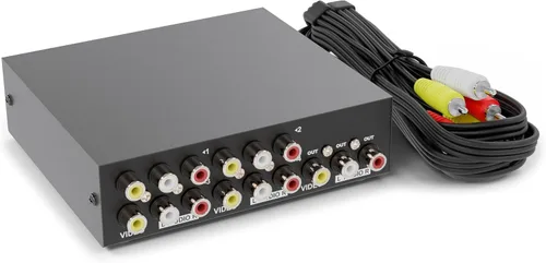 Vista 2 de THE CIMPLE CO Kit de conmutador RCA de 2 vías, caja de interruptores A/V de 2 entradas/1 salida para video y audio compuestos, divisor e interruptor