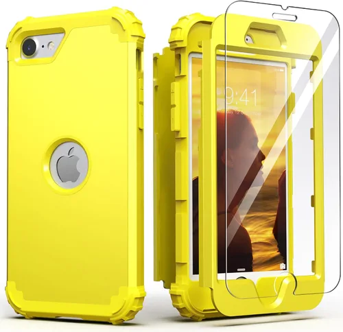Vista 19 de IDweel Funda para iPhone SE 2020 con protector de pantalla, para iPhone SE 2022, 3 en 1, absorción de golpes, ajuste delgado, cubierta