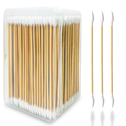 Vista 8 de 1000 hisopos de limpieza de armas, mango de bambú FSC, hisopos sin pelusa 1000 - Pointed Tips