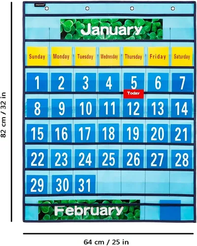Vista 8 de Calendario mensual de bolsillo, calendario escolar, kit de calendario escolar para aula escolar recursos de aprendizaje (azul)