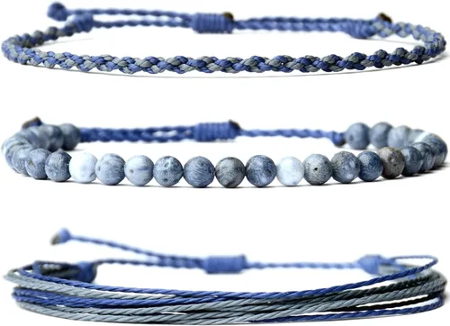 Vista 69 de Pulsera curativa hecha a mano con cuentas de piedra natural, regalo para hombres, pulsera de cuerda ajustable