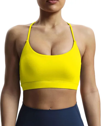Vista 3 de Aoxjox Sujetadores deportivos de entrenamiento para mujer, para fitness, Julie Crossback, tirantes finos, acolchados, de bajo impacto, para yoga