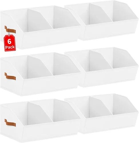 Vista 16 de Homsorout Organizadores de Armario y Contenedores de Almacenamiento - Paquete de 4 Contenedores de Almacenamiento Plegables Divididos Trapezoidales