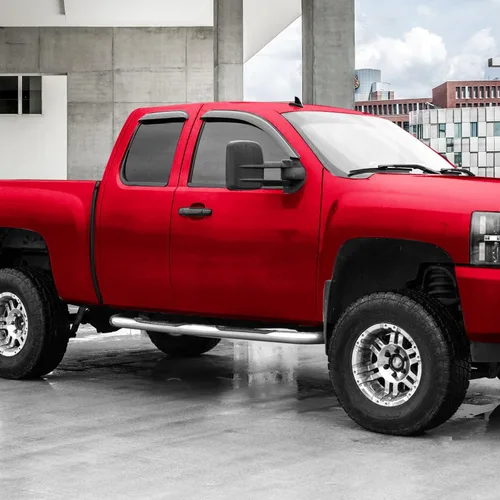 Vista 6 de Voron Glass Protectores de lluvia extra duraderos con cinta adhesiva para Chevrolet (Chevy) Silverado 2500HD/3500HD 2007-2014 cabina extendida Negro