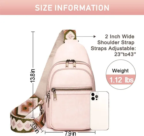 Vista 5 de Bolso bandolera para mujer, de piel sintética, con correa de guitarra, bandolera de moda, multiusos, para el pecho