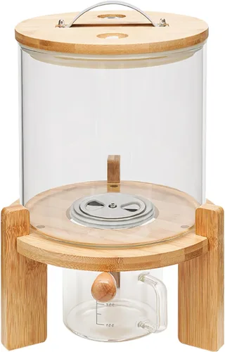 Vista 7 de Dispensador de arroz de 5L/7.5L, dispensador de alimentos secos, contenedor de almacenamiento de granos, tanque de vidrio con válvula+tapa+taza
