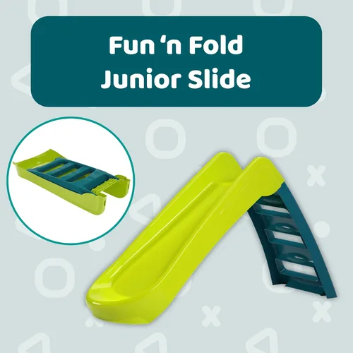 Vista 2 de Fun N Fold Slide para niños, juego para interiores o exteriores con escalones anchos y superficie deslizante suave para un juego activo seguro