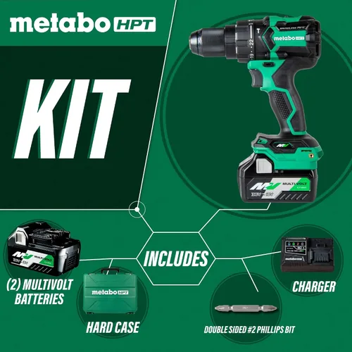 Vista 16 de Metabo HPT Kit de taladro de martillo inalámbrico MultiVolt™ de 36 V sin escobillas de 1/2 pulgada, kit de taladro eléctrico con baterías Metabo